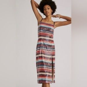 Hutch Anthropologie multicolor stripped sequins maxi dress